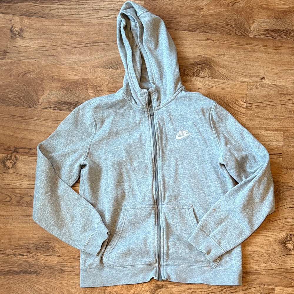 Nike Kids Light Gray Zip-Up Hoodie